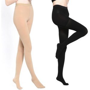 pro compression pantyhose black beige skin open toe closed toe graduated compression toe thigh high