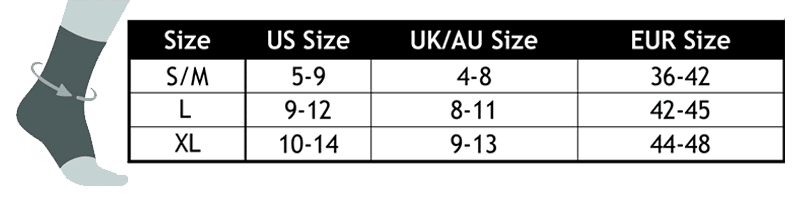 heel and ankle support brace with straps size chart
