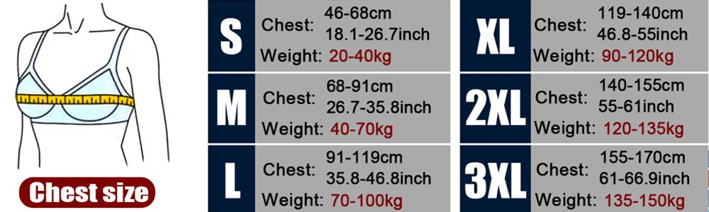 pro posture corrector belt size chart