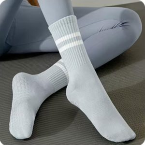 Pilates Socks & Yoga Socks - Crew Non-Slip Grip - Blue