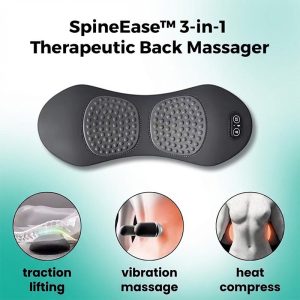 SpineEase 3 in 1 therapeutic back massager device traction lifting massage heat compress