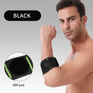 Adjustable Elbow Compression Strap with Shock-Absorbing Pad — Tennis & Golfer's Elbow Support - Black